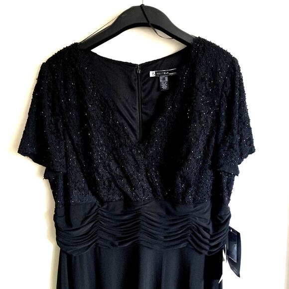 JS Boutique Black Beaded Lace Cocktail Formal Evening Dress Size 20 W Stretch - Picture 10 of 14